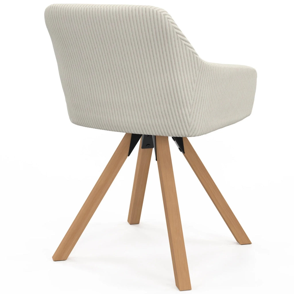 IDMarket - Set di 2 sedie da pranzo girevoli in velluto a coste beige JANY e poltrone da tavolo