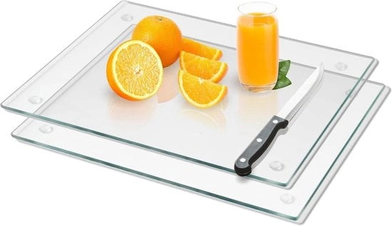 Set di 2 lame di taglio in acrilico per cucina - trasparente e antiscivolo con cinturino in gomma - resistente alle abrasioni e alle graffiate - adatto a ogni cucina