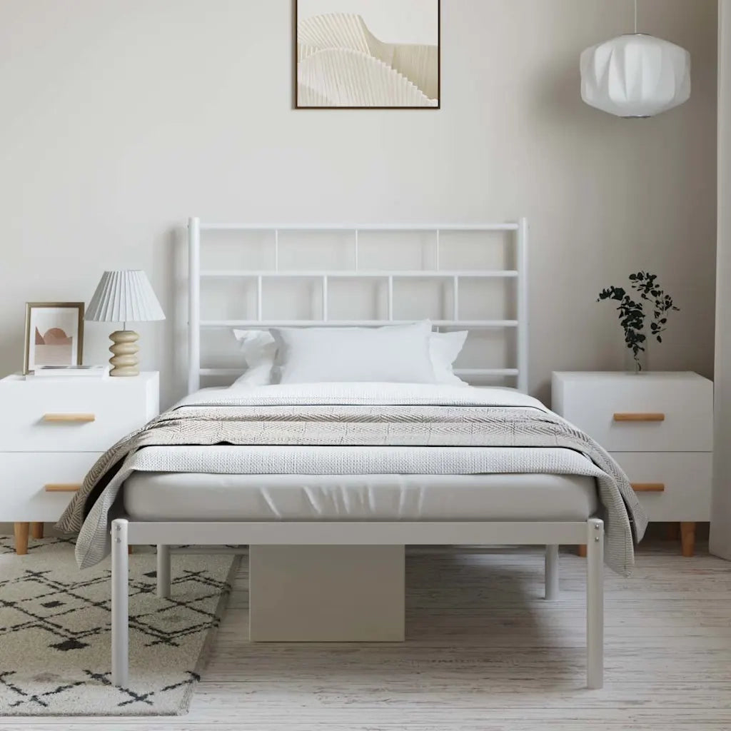 Giroletto con Testiera Metallo Bianco 100x190 cm