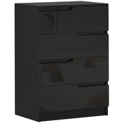 Cassettiera 60x40x85 cm 4 Cassetti Moderna e Minimal in Legno Nero Lucido