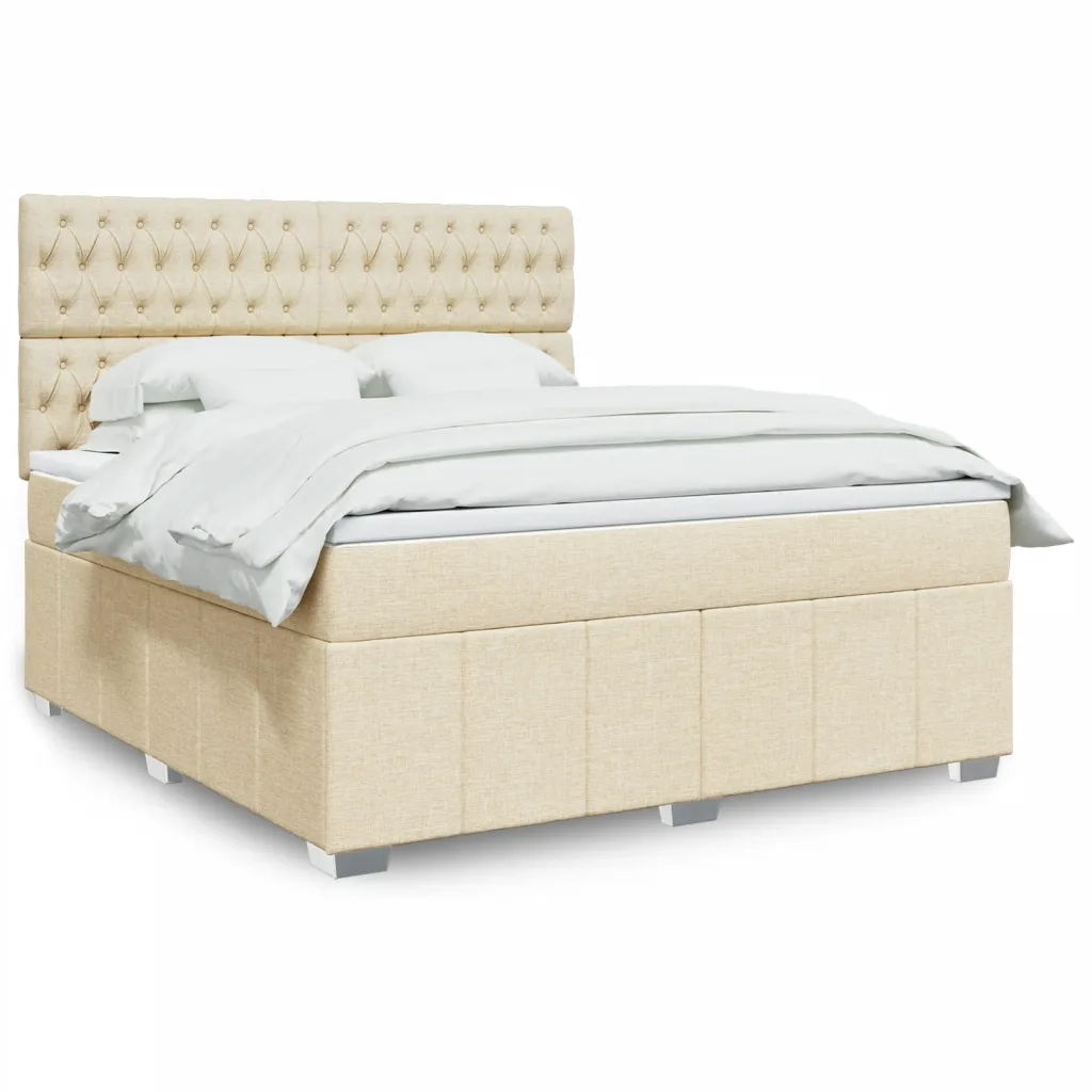 vidaXL Giroletto a Molle con Materasso Crema 180x200 cm in Tessuto