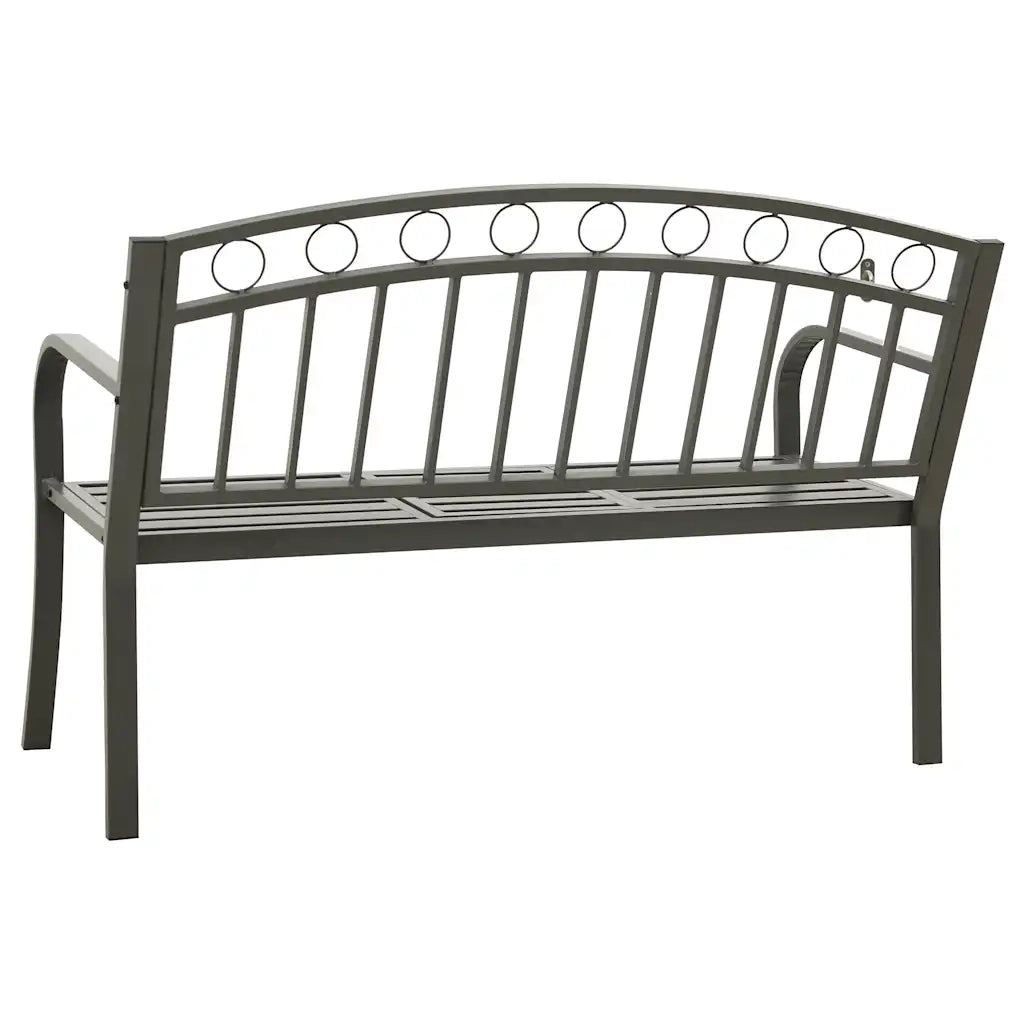 Panca da Giardino con Tavolino Grigio 120 cm Acciaio