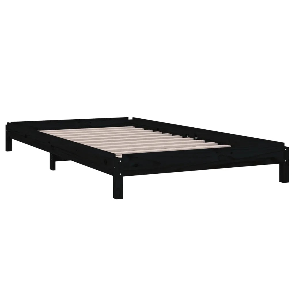Letto singolo | Letto per adulti | Letto Impilabile Nero 90x200cm in Legno Massello di Pino