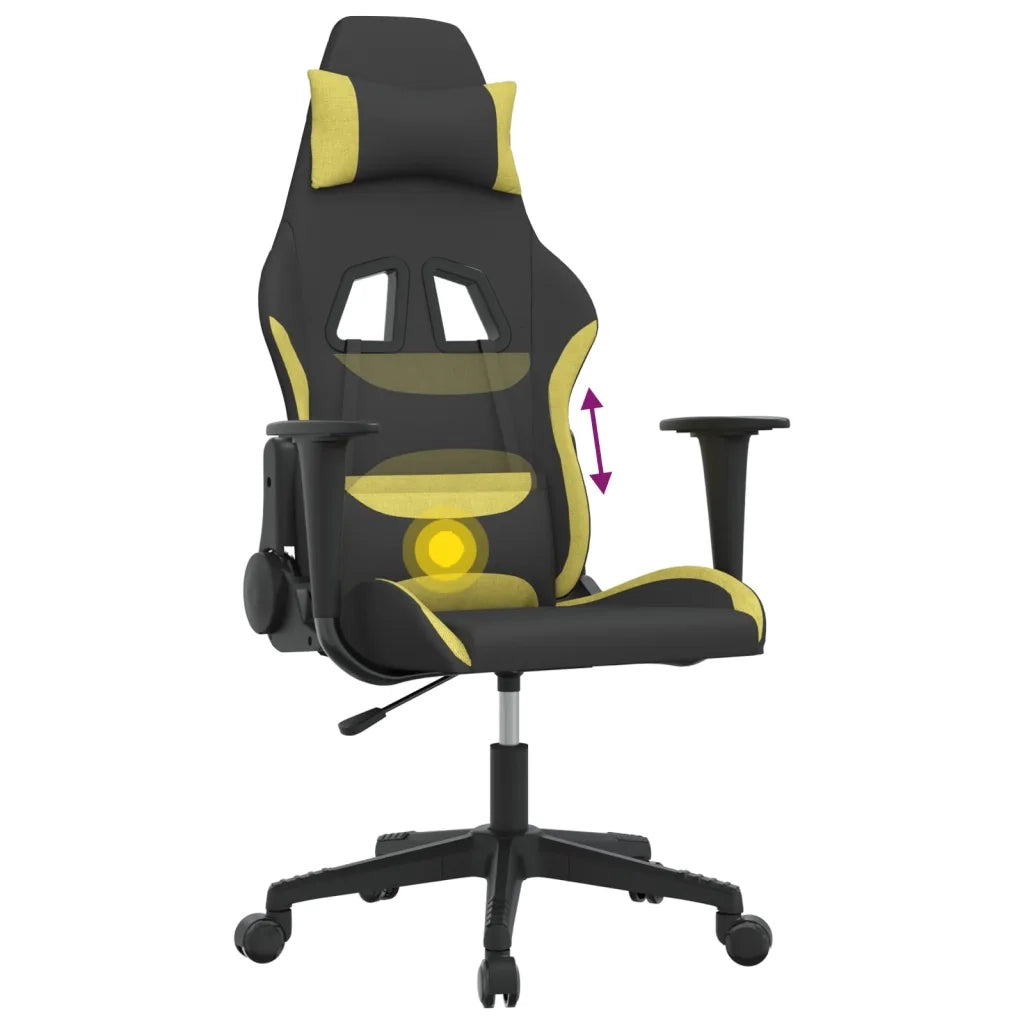Sedia da Gaming | Sedia da e-sports Nero e Verde Chiaro in Tessuto
