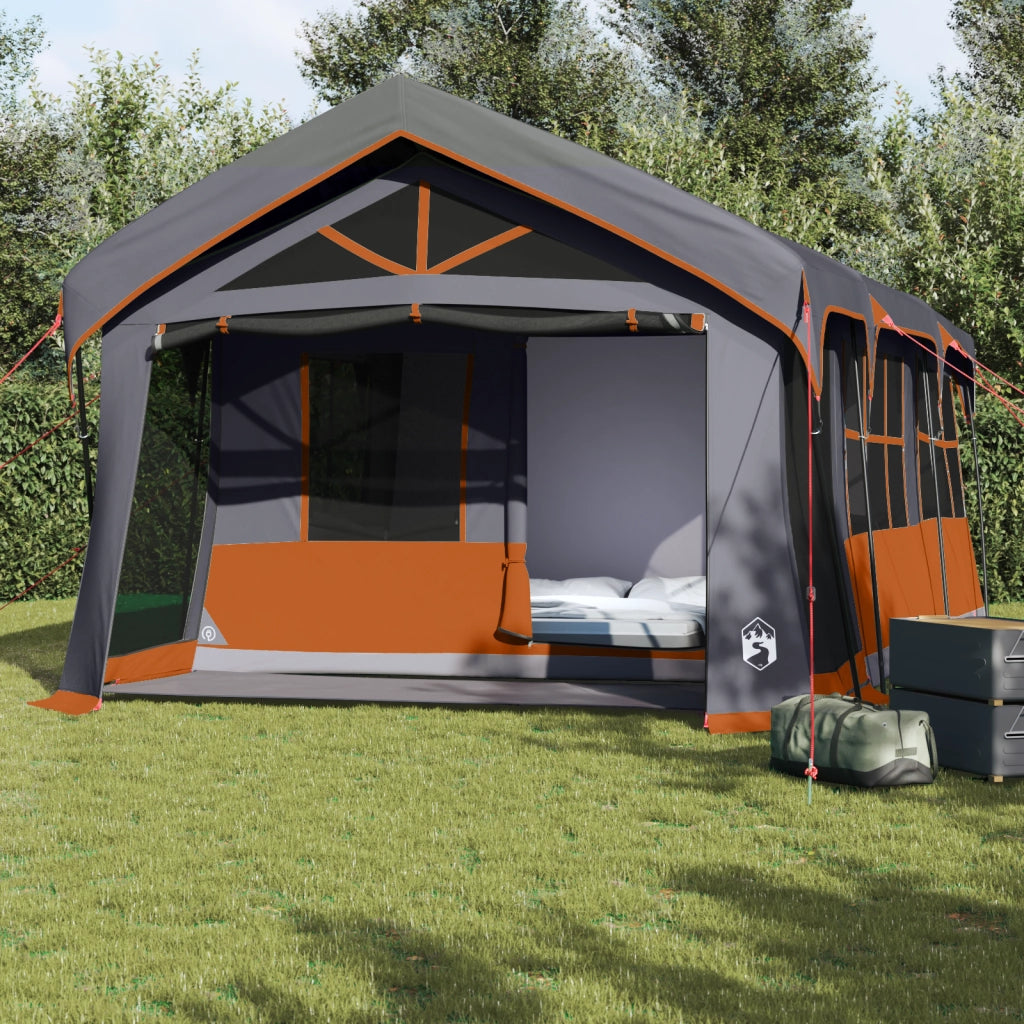 Tenda da campeggio  con finestre grigia e arancione per 10 persone impermeabile