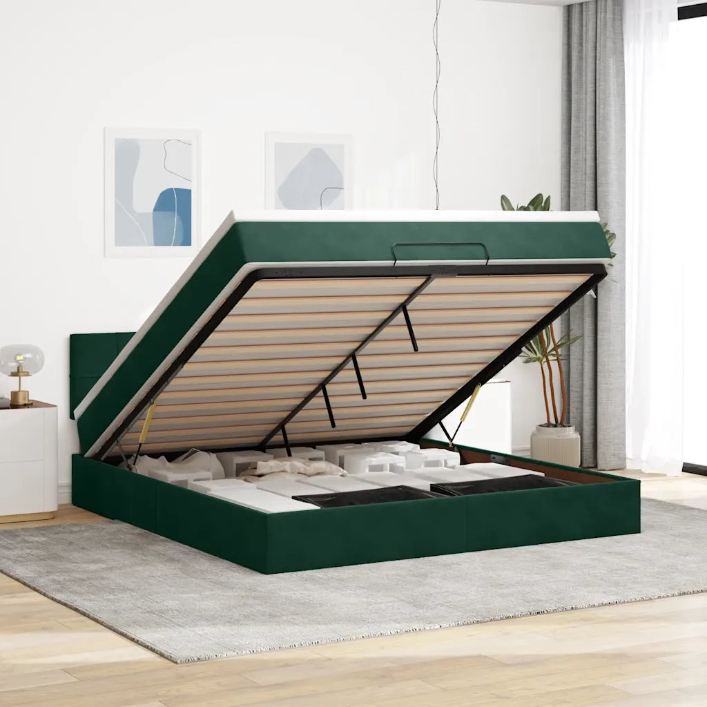 Struttura Letto Pouf con Materasso 160x200 cm in Velluto