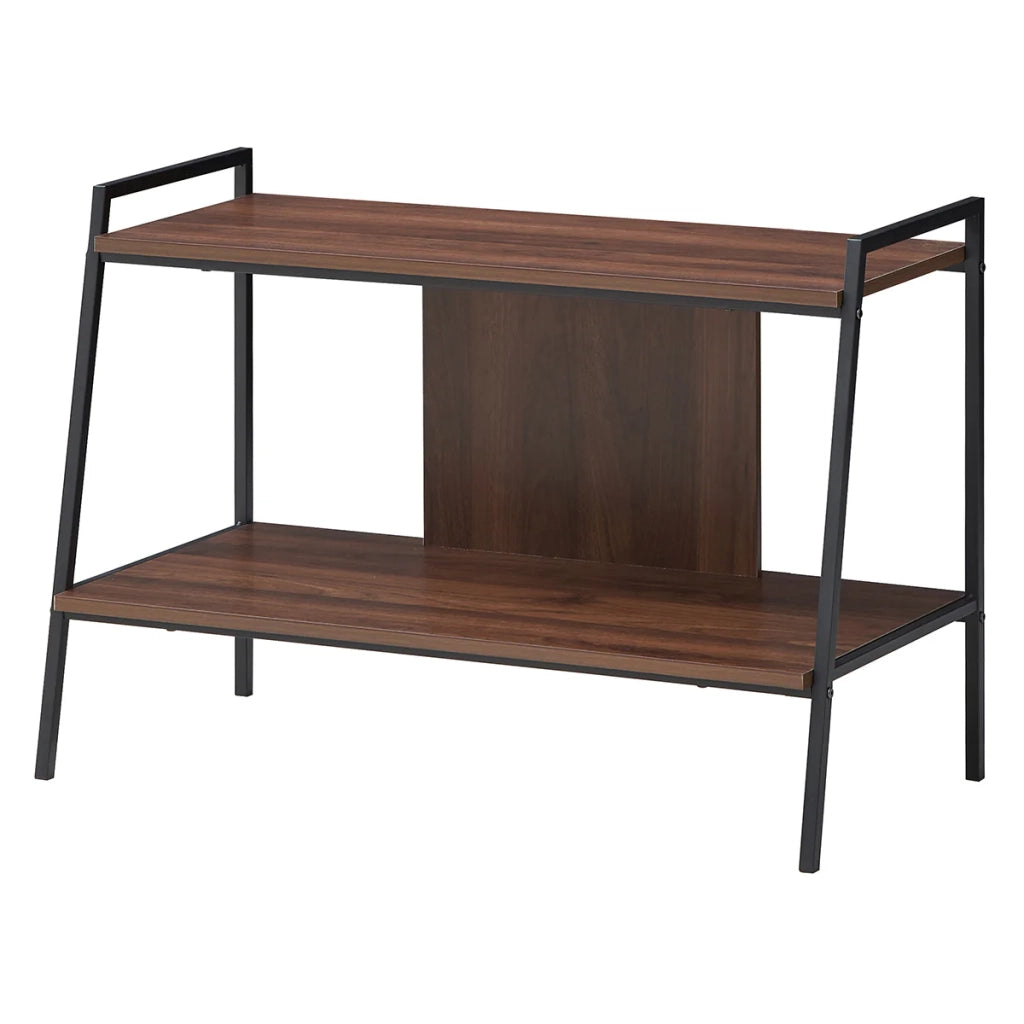 Tavolo consolle 89 x 43 x 60 cm con 2 ripiani portaoggetti stabile stile minimalista legno di noce 20_0020827