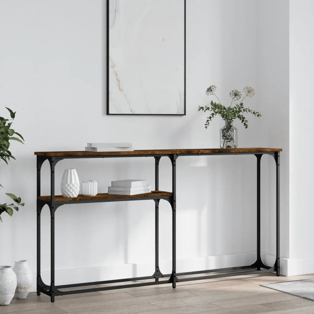 Tavolino Consolle | Tavolo d'Ingresso Rovere Fumo 145x22,5x75 cm Legno Multistrato