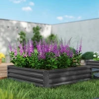 Fioriera da Giardino, Fioriera con Struttura in Acciaio, 120 x 120 x 30 cm, Grigio Chiaro