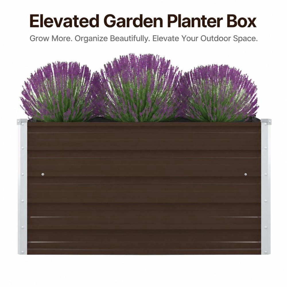 Raised Bed 100 X 100 X 45 Cm Galvanized Steel Brown