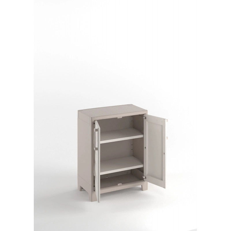 Armadietto da esterno in resina impermeabile IPX3 basso 2 ante 80x44x100 cm Sabbia/Beige - Gulliver Basso - Keter