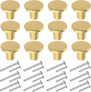 Pomelli di Caricamento - Maniglie Ronde per Cucina e Comodino - 12 Pezzi - Oro - 20 x 25 mm