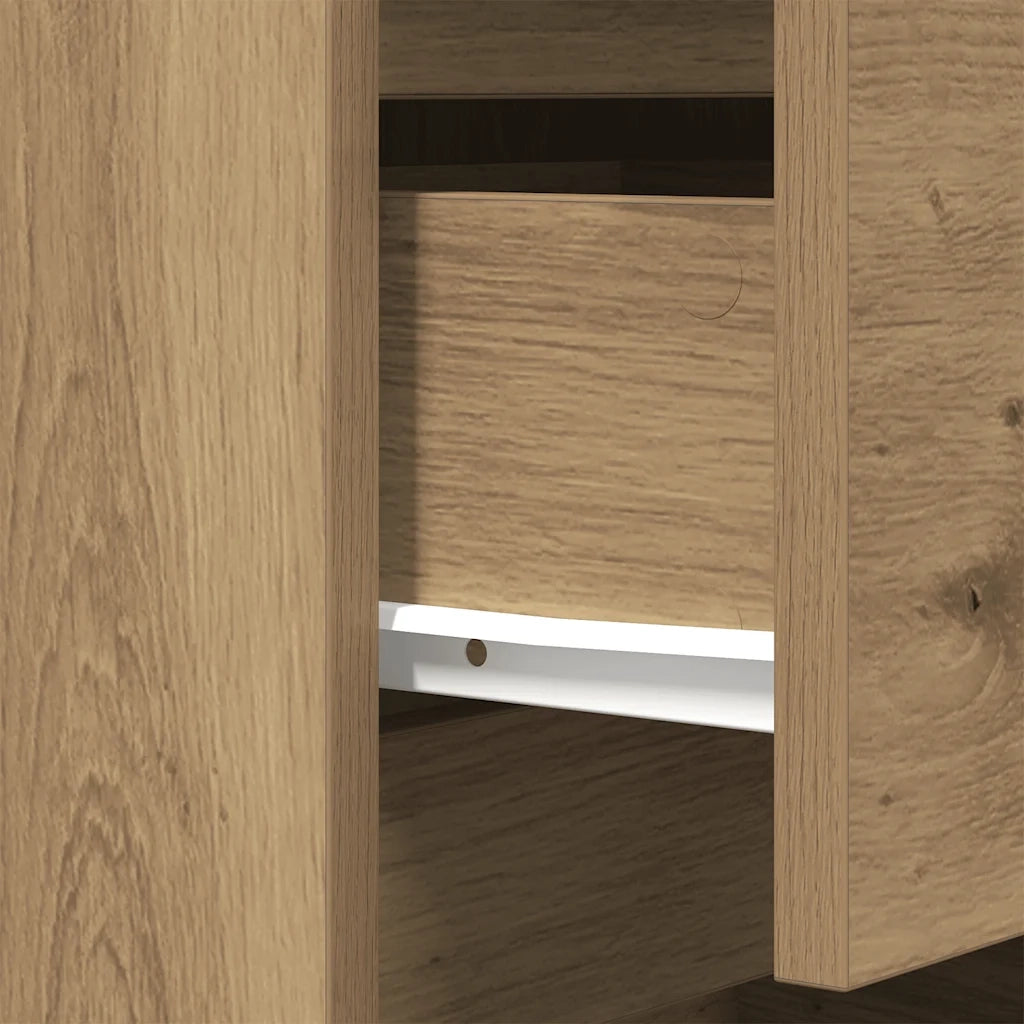 vidaXL Comodino con 3 Cassetti Rovere Artigianale 39x35x65 cm