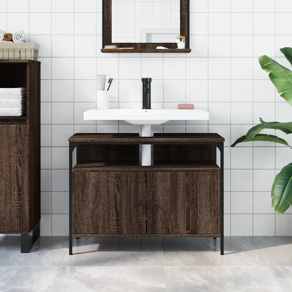 Mobile Lavabo Bagno Rovere Marrone 80x30x60cm Legno Multistrato 842445