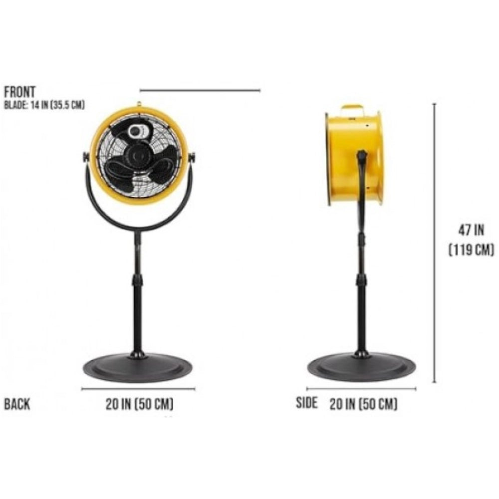 Ventilatore a Piantana Ø 35 cm HVPD-14AC Caterpillar – 105W, 4 Velocità, Flusso Aria 2350 CFM, Altezza 130 cm, Silenzioso 65 dB, Struttura Robusta e Stabile