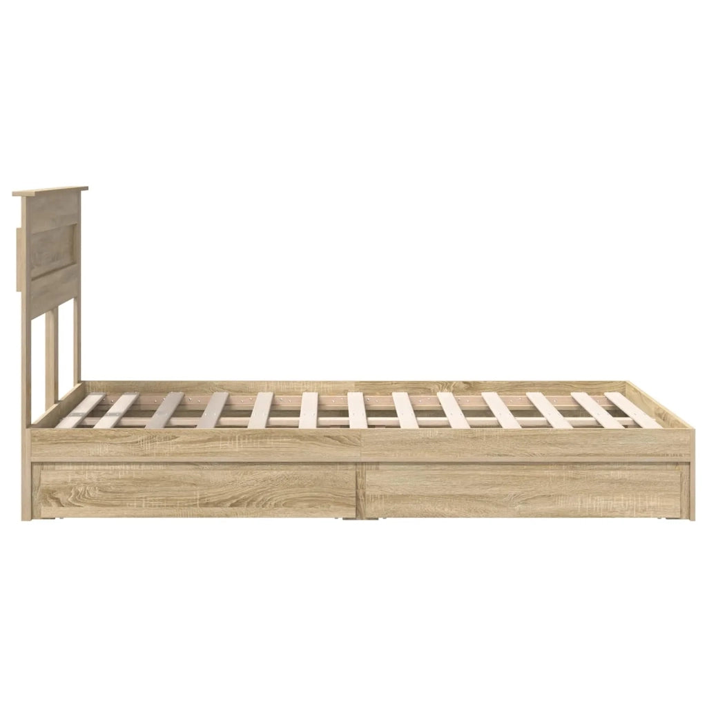 Letto con Contenitore con testiera Rovere Sonoma 135 x 190 cm 3409919