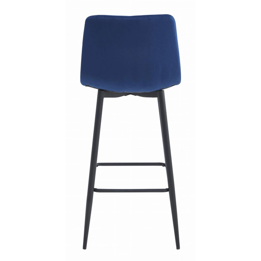Set di 4 Sgabelli Bar Nado in Velluto Blu con Gambe Nere