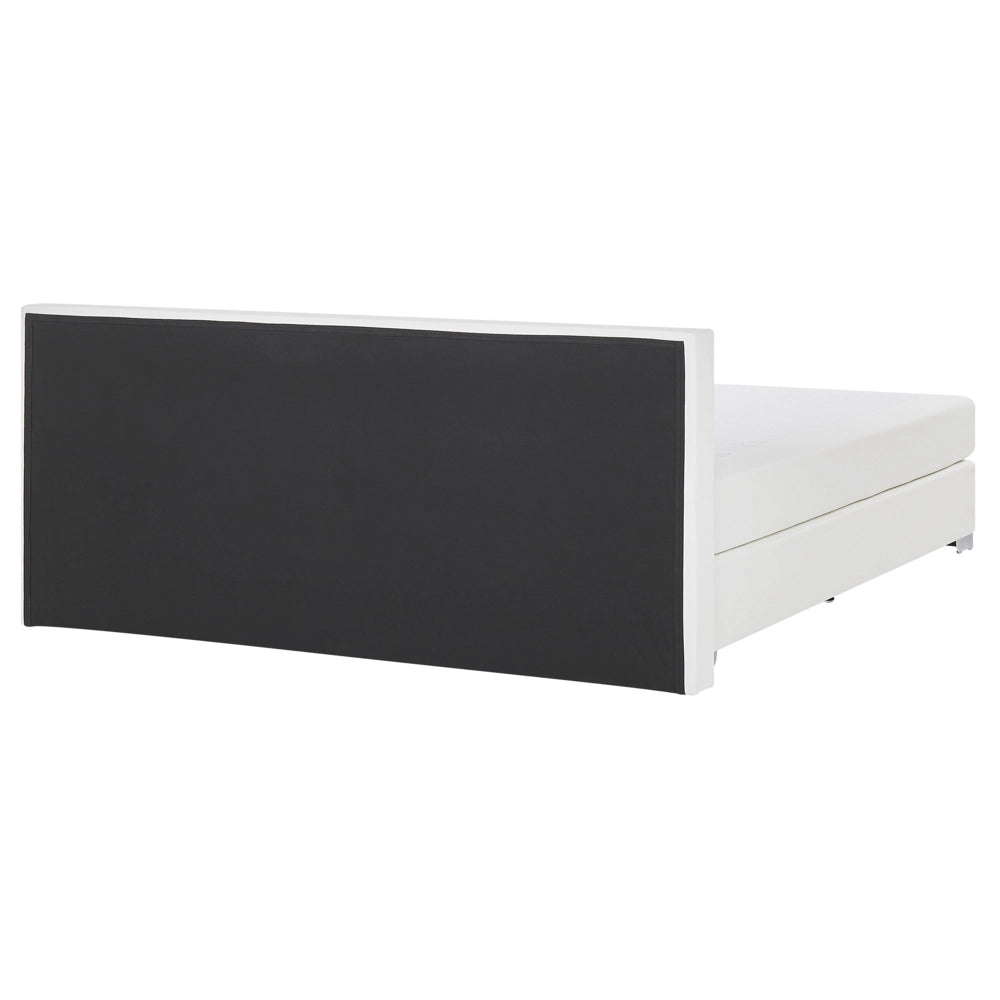 Letto continentale 160 x 200 cm in ecopelle bianca con materasso a molle insacchettate