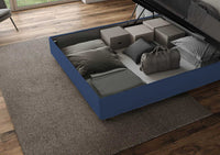 Letto Matrimoniale 160x190 cm con Rete Senza Testata Imbottito in Similpelle Adele Blu