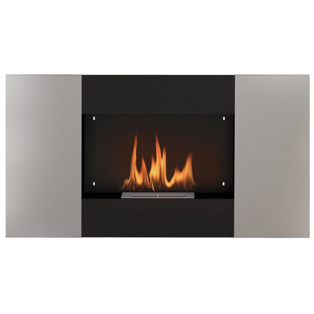 Camino a Bioetanolo da Parete ¨C zephmum ¨C Nero e Argento, Acciaio Inox, 100x15x54 cm