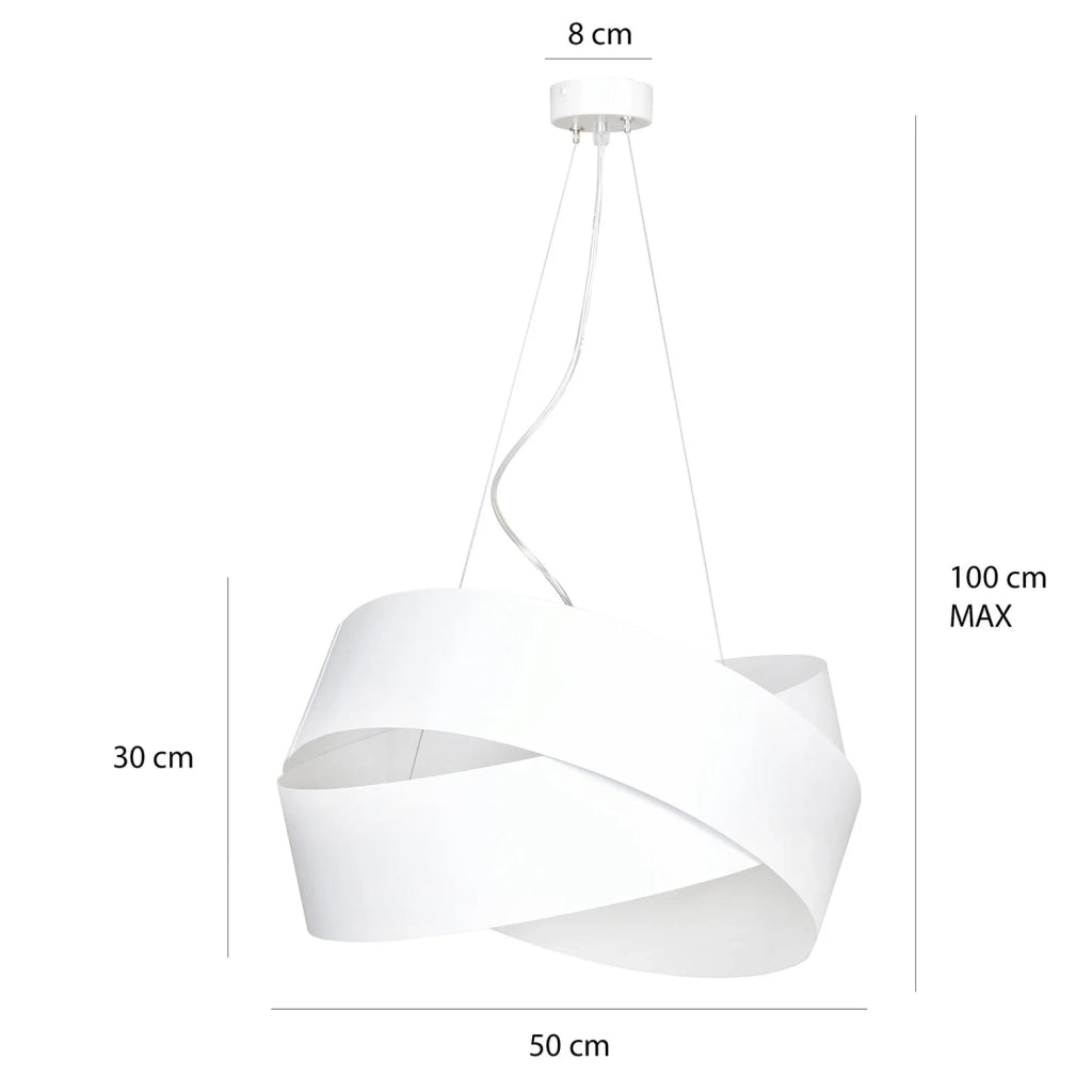 Sospensione Moderna 1 Luce In Fasce Di Acciaio Bianco