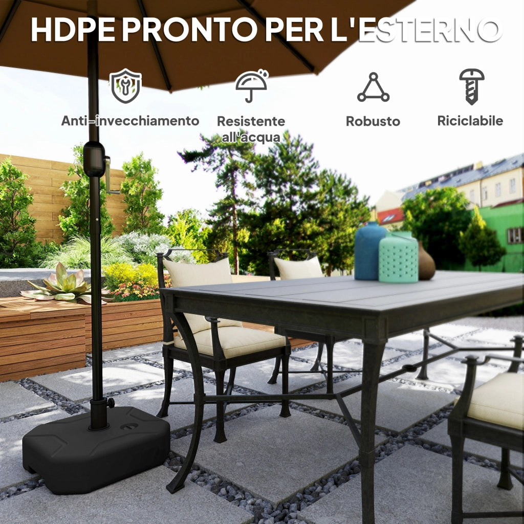 Base per Ombrellone Quadrata Riempibile con Sabbia o Acqua fino a 25kg, Nero