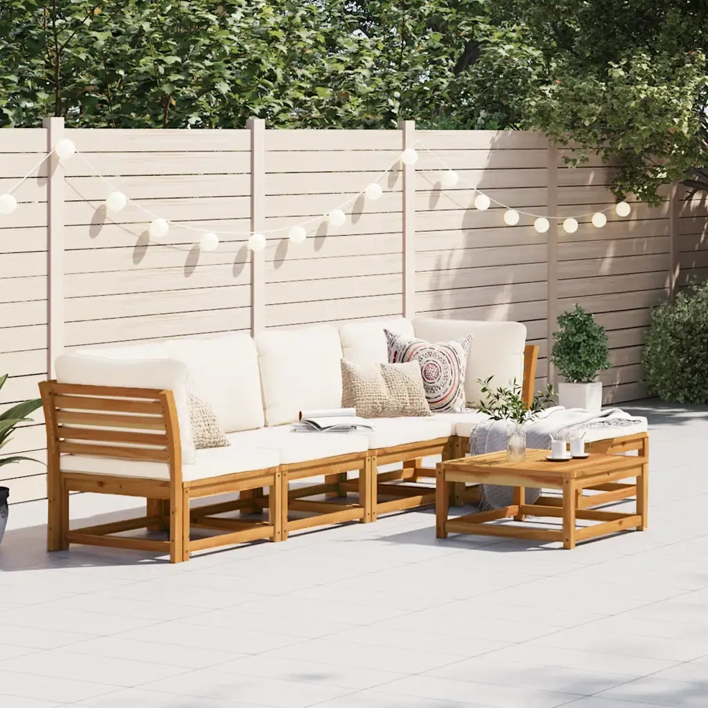 Set Salotto da Giardino 6 pz con Cuscini in Massello di Acacia