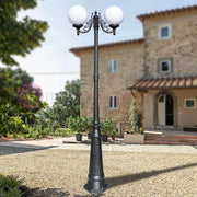 ORIONE ANTRACITE Lampione a 2 luci per Esterno Giardino con sfere globi policarbonato d.25