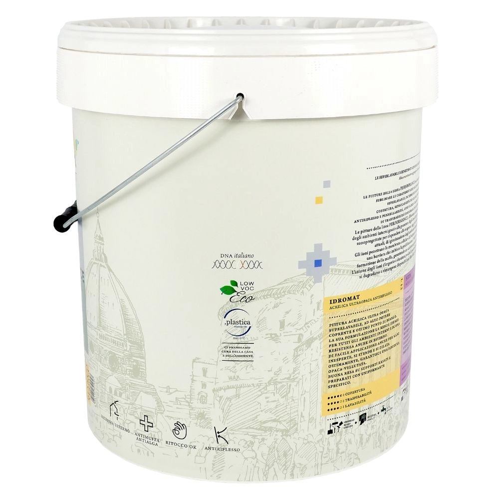 Idromat idropittura acrilica opaca superlavabile performance ioni di argento *** tinta bianco, contenuto litri 4, con...