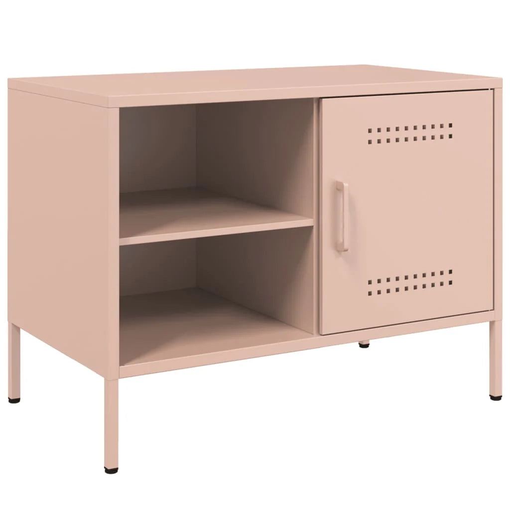 Mobile TV multimediale scaffale TV credenza mobile TV sala da pranzo soggiorno camera da letto 2 pezzi rosa 68 x 39 x 50,5 cm acciaio rosa 02_0028648