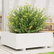 Fioriera da Giardino-Vaso da Esterno Bianca 70x70x26,5cm Legno Massello di Pino