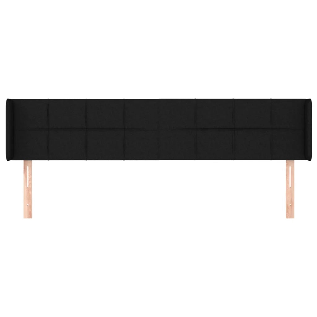 Testiera | Testata ad Orecchio Nera 183x16x78/88 cm in Tessuto