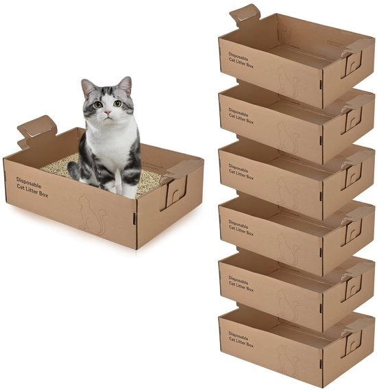 Pacchetto di 6 gusci per gatto da imballaggio, 44,1 cm x 31,2 cm x 13,7 cm, gusci per gatto in cartone, extra spessi, gusci per gatto portatili per viaggi, ripiegabili, impermeabili, senza perdite (grande, quantità: 6)