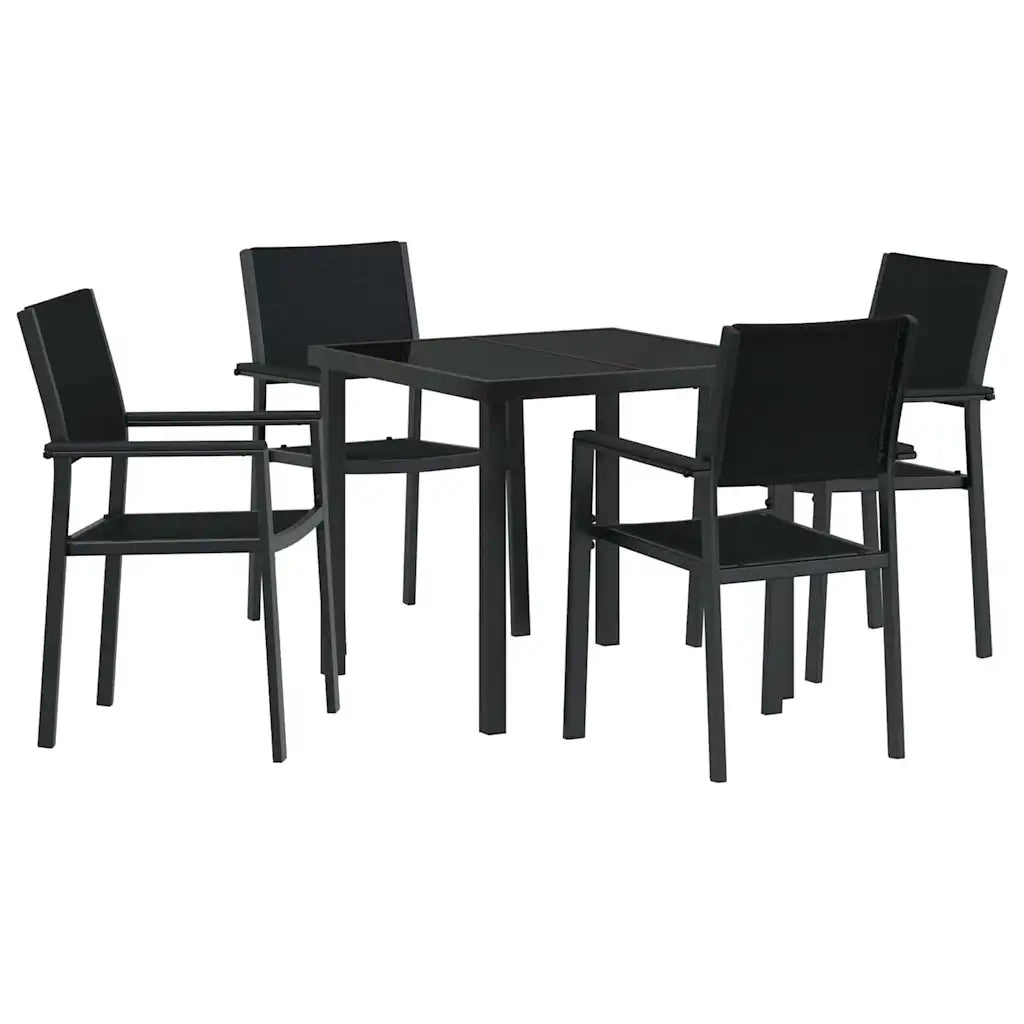 Set da Pranzo per Giardino 5 pcs Nero