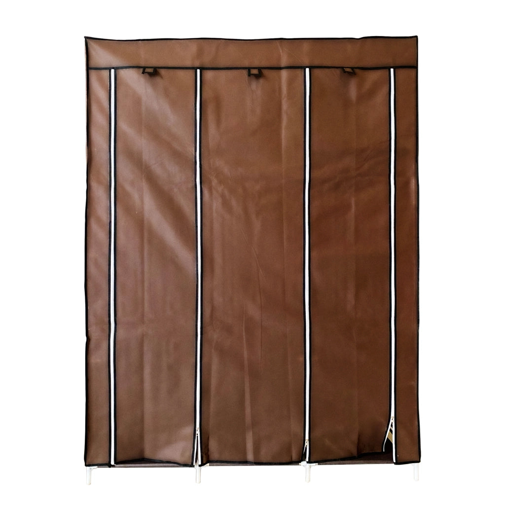 Armadio Vestiario In Tessuto Con Ante Con Cerniera E Tasche Laterali Nyana Home Misure 170x127x45cm Marrone