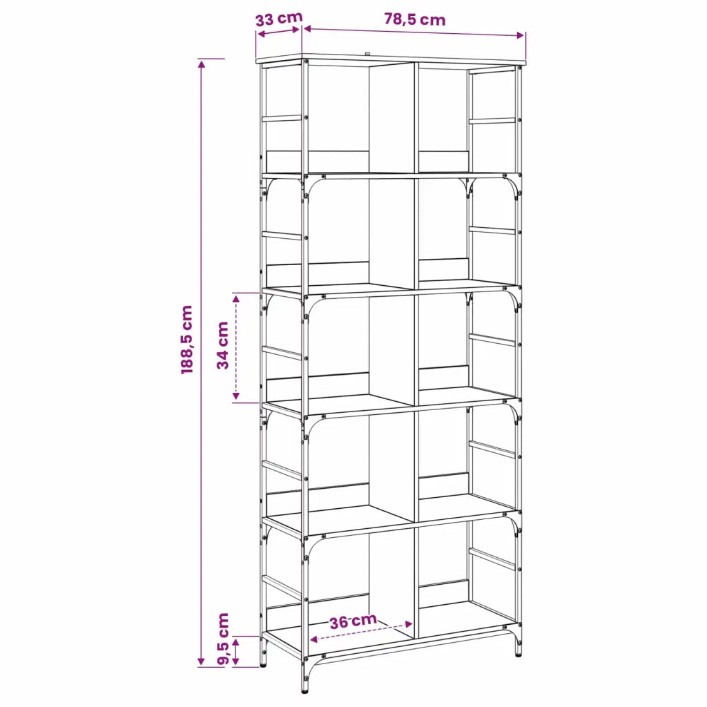 Libreria 4 livelli 78,5 x 33 x 188,5 cm metallo PB 8010896