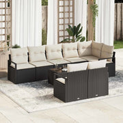 Set di divani con cuscino 9 pcs Nero polyrattan 3346437