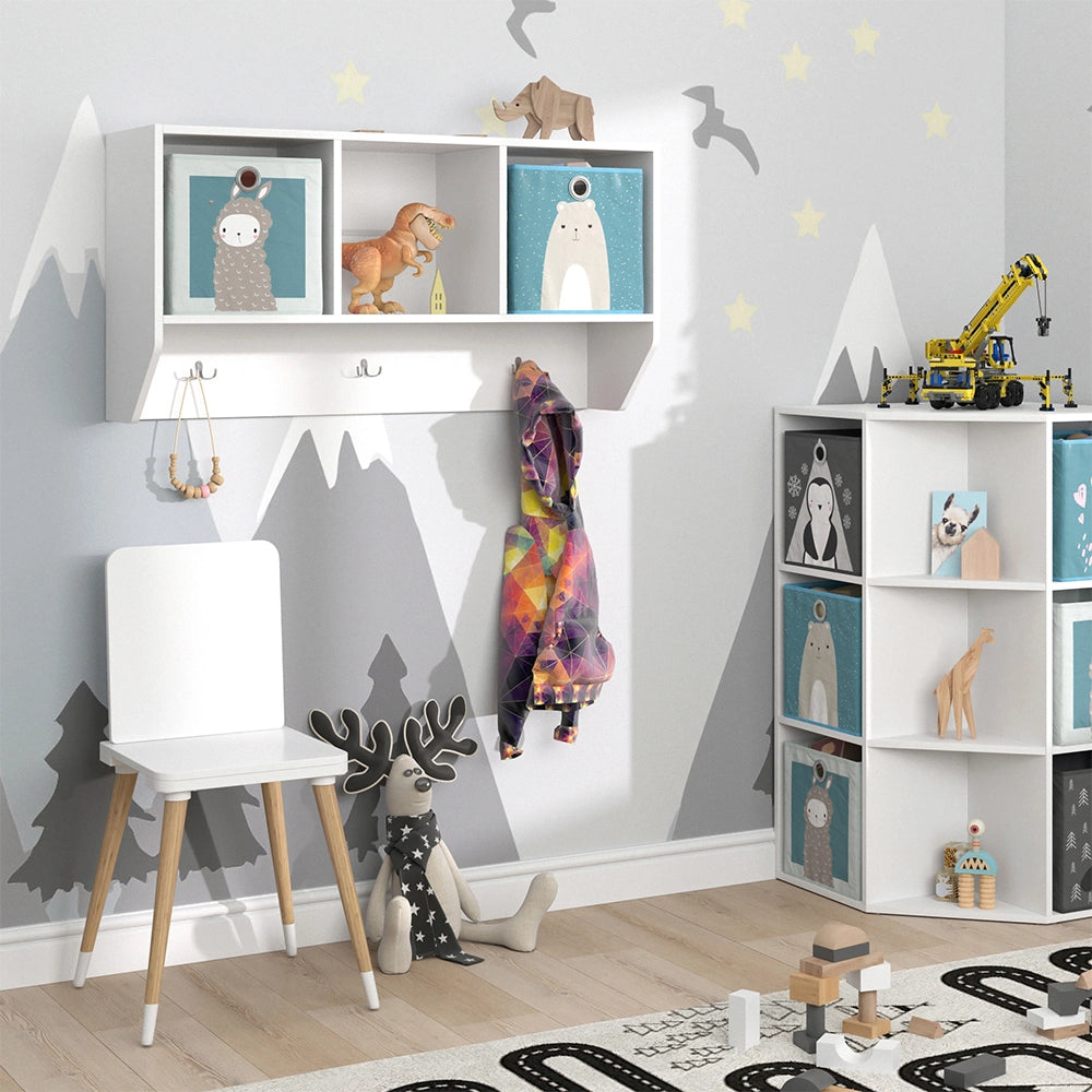 Vicco Scaffale a muro per bambini Bianco 31 x 56 cm con 2 scatole pieghevoli opt.2