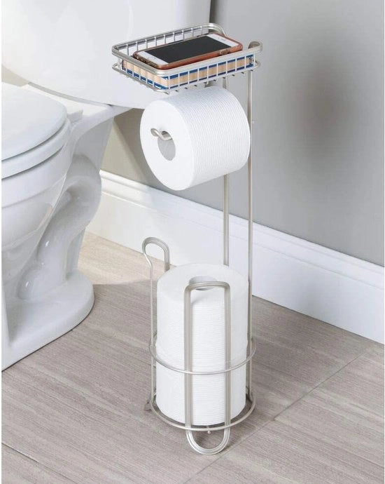Sostituto di carta igienica senza foratura - Ospite per rotolo di carta igienica per la toilette - colore: satin - Ospite per rotolo di carta igienica con spazzola e ripiano