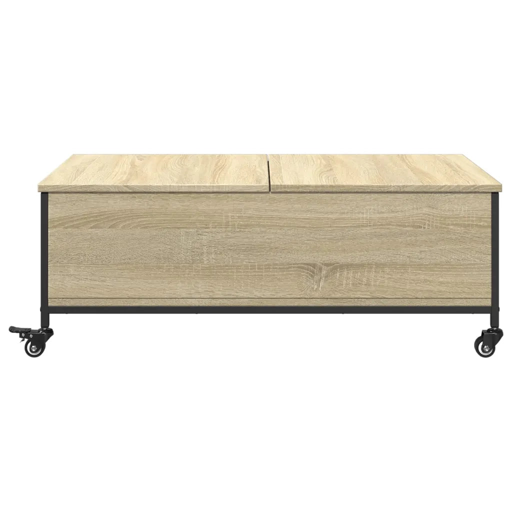 Tavolino da salotto | Tavolino da caff¨¨ | Tavolino da Soggiorno con Ruote Rovere Sonoma 91x55x34 cm Legno Multistrato