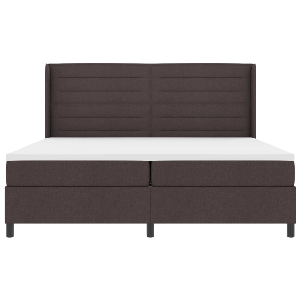 Letto Box con Materasso  Marrone Scuro 200x200 cm in Tessuto