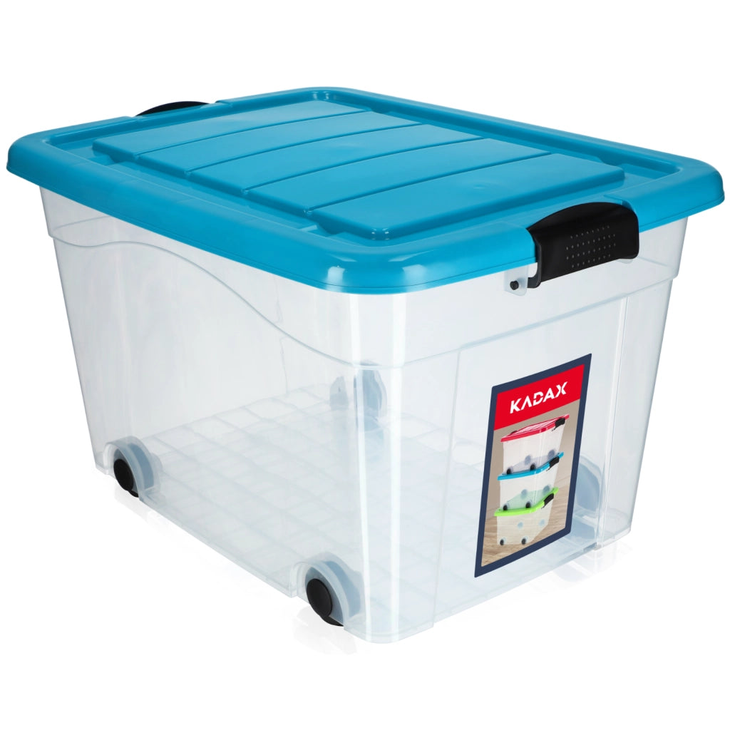 Contenitore per giocattoli KADAX, grande scatola con ruote, in plastica, grande 60 litri