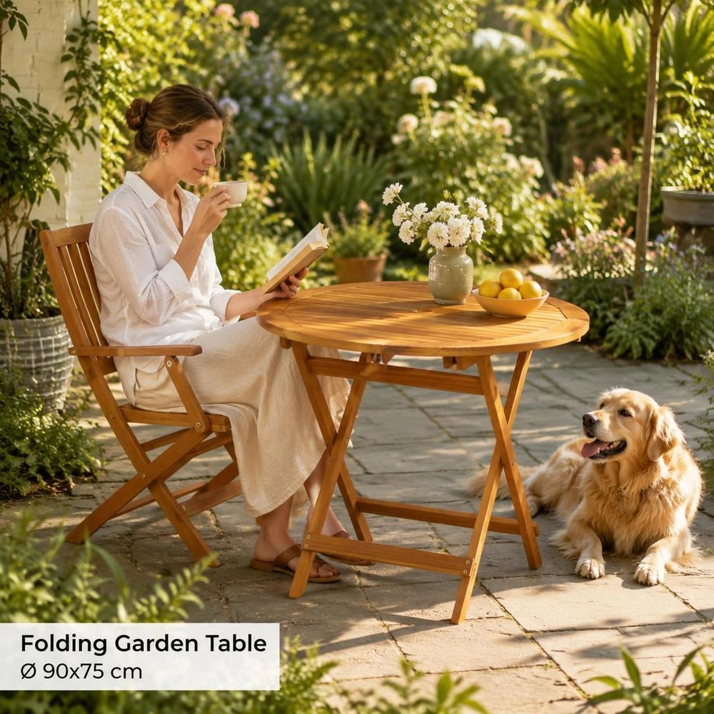 Folding Garden Table 90x75 Cm Solid Acacia Wood