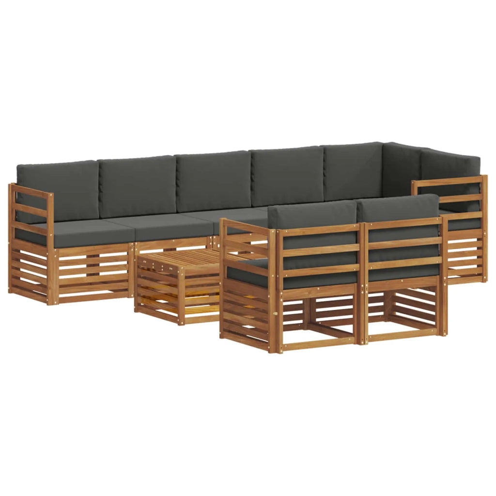 Set divani 9 pcs Naturale e Antracite Legno di Acacia Massello