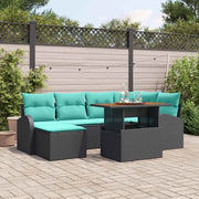 Set Divano da Giardino con archiviazione 7 pcs Nero Poly Rattan 3358349
