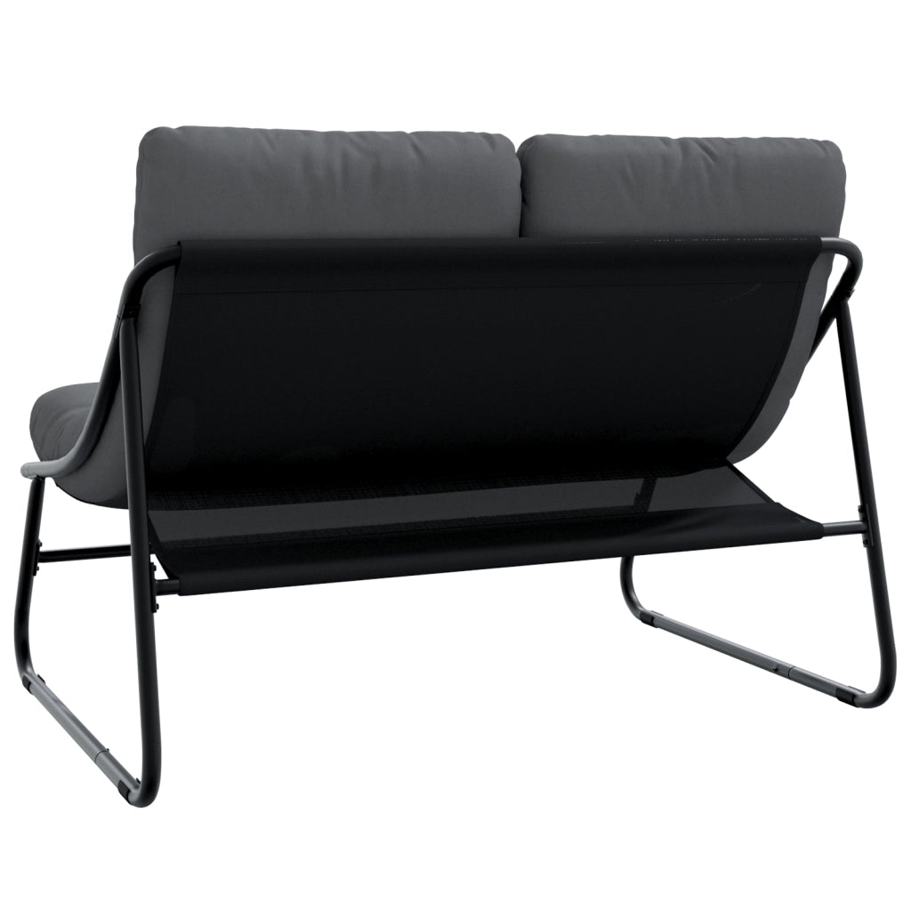 Panchina da Giardino con Cuscino Nera 110x80x71 cm Acciaio
