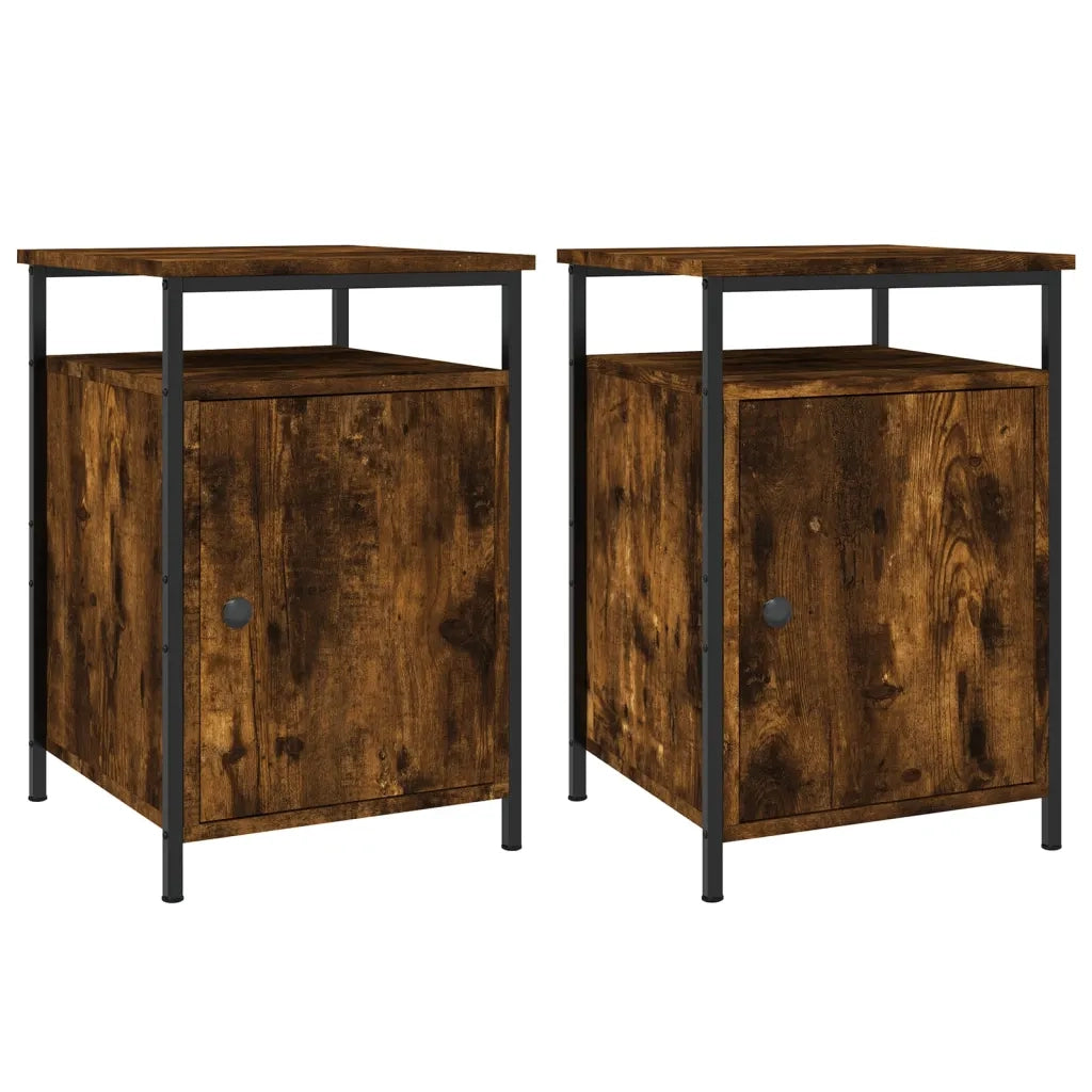 Comodini 2 pz-Set di 2 Tavolino da notte Rovere Fumo 40x42x60 cm in Legno Multistrato 770626
