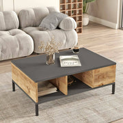 Lemie, Tavolino da Salotto 3 Vani, 60x90x33.1h cm Marrone Antracite