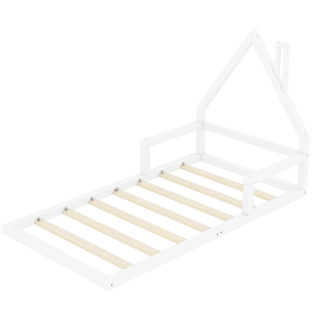 Letto per bambini a forma di casa 90x200 cm in pino e MDF; bianco