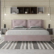 Letto imbottito Matrimoniale 190x190 cm Appia - Con rete,Glicine,Microfibra